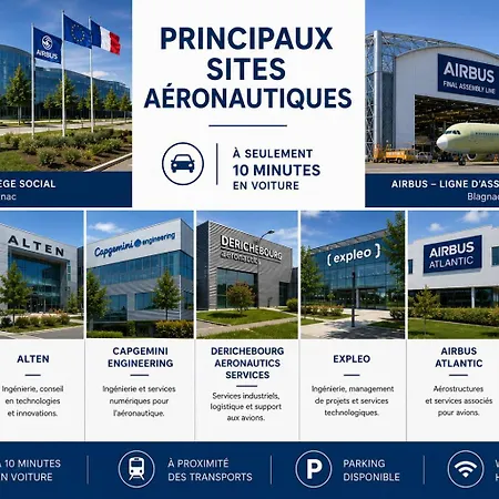 Riverside Toulouse Airport 4-aircond-parking-terrace-wifi-desk-airbus-meett Aparthotel 3*