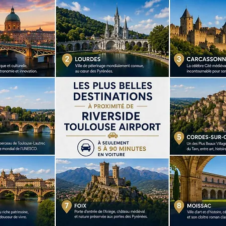 Aparthotel Riverside Toulouse Airport 4-aircond-parking-terrace-wifi-desk-airbus-meett